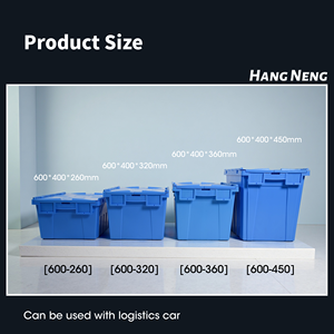 Heavy-Duty Solid Plastic Tote Storage Box with Attached Lid Recyclable Stackable Crate for <strong>Logistics</strong> and Moving <strong>Container</strong> - Product Image 2
