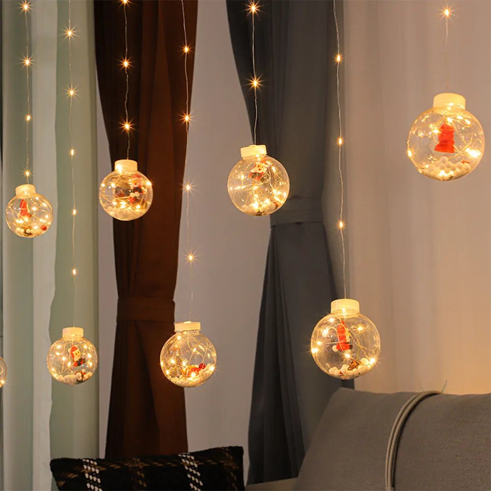 christmas lights 8CM plastic transparent balls light 8 function controller Christmas bulb curtain light