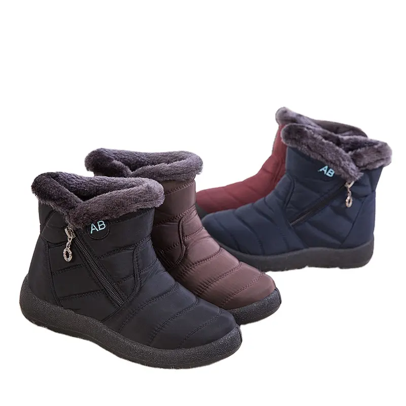 Botas de nieve impermeables para mujer, zapatos planos informales, botines, talla grande, para invierno, 2021