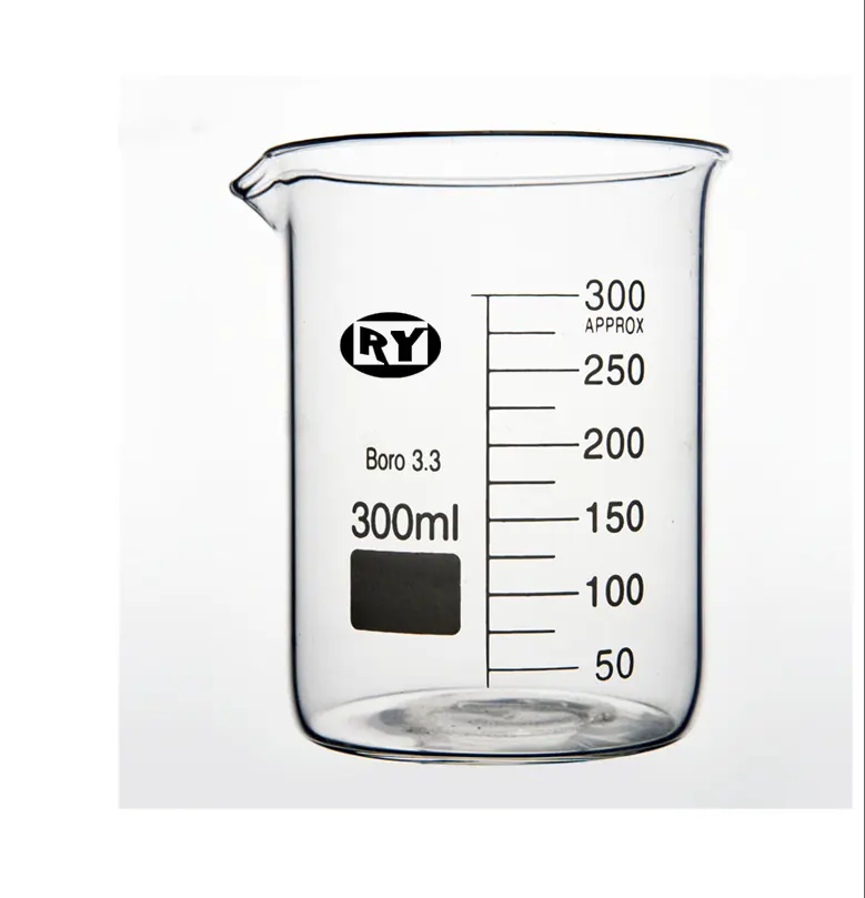 Vaso de cristal de borosilicato, cristalería de laboratorio, con graduación