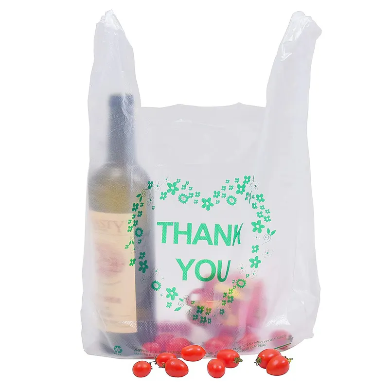 Plastic Bag Wholesale Thank You Shopping Pp Plastic Grocery T-Shirt Bags Plastic Bags With Logos