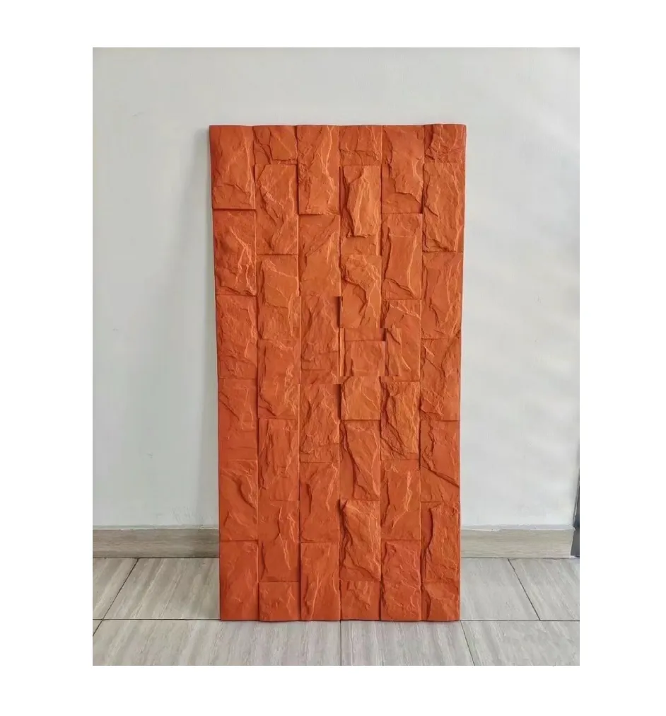 Ladrillo falso decorativo Piedra de plástico artificial Piedra de cultivo pu seta decoración 3D Panel de piedra de PU para interiores y exteriores