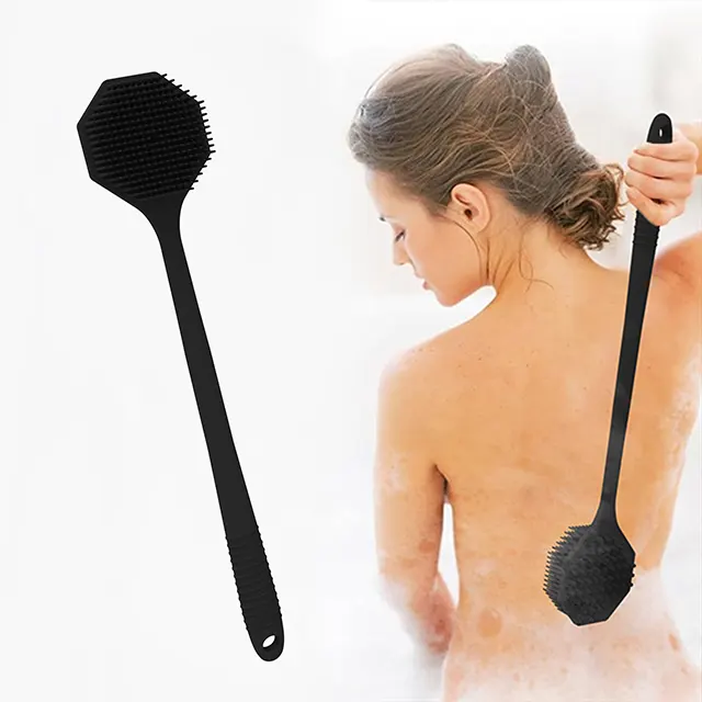 Sekizgen 17 inç çok fonksiyonlu vücut fırçası silikon uzun sap geri fırçalar masaj temizleme ating banyo araçları kaldırmak