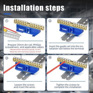 WZOODQ 12-Way 010 serisi pirinç DIN ray bara 6x9mm mavi taban elektrik bağlantı vida Terminal bloğu güç kutusu için - Product Image 6