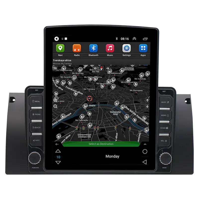 Pour BMW 5 E39 E53 X5 1995-2001 2002 2003-2006 Autoradio écran vertical 9.7 pouces Android Navigation DVD Amplificateur GPS intégré