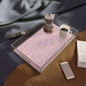定制印刷透明亚克力托盘大型高级亚克力服务托盘现代亚克力矩形托盘 - Product Image 6