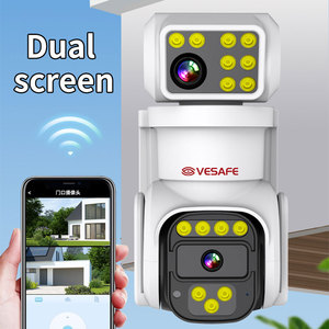 VESAFE Impermeável Dual Lens 2 Tela Câmera De Rede De Segurança Ptz Outdoor Full Color 2k 4MP Cctv Câmera <span class=keywords><strong>Ip</strong></span>