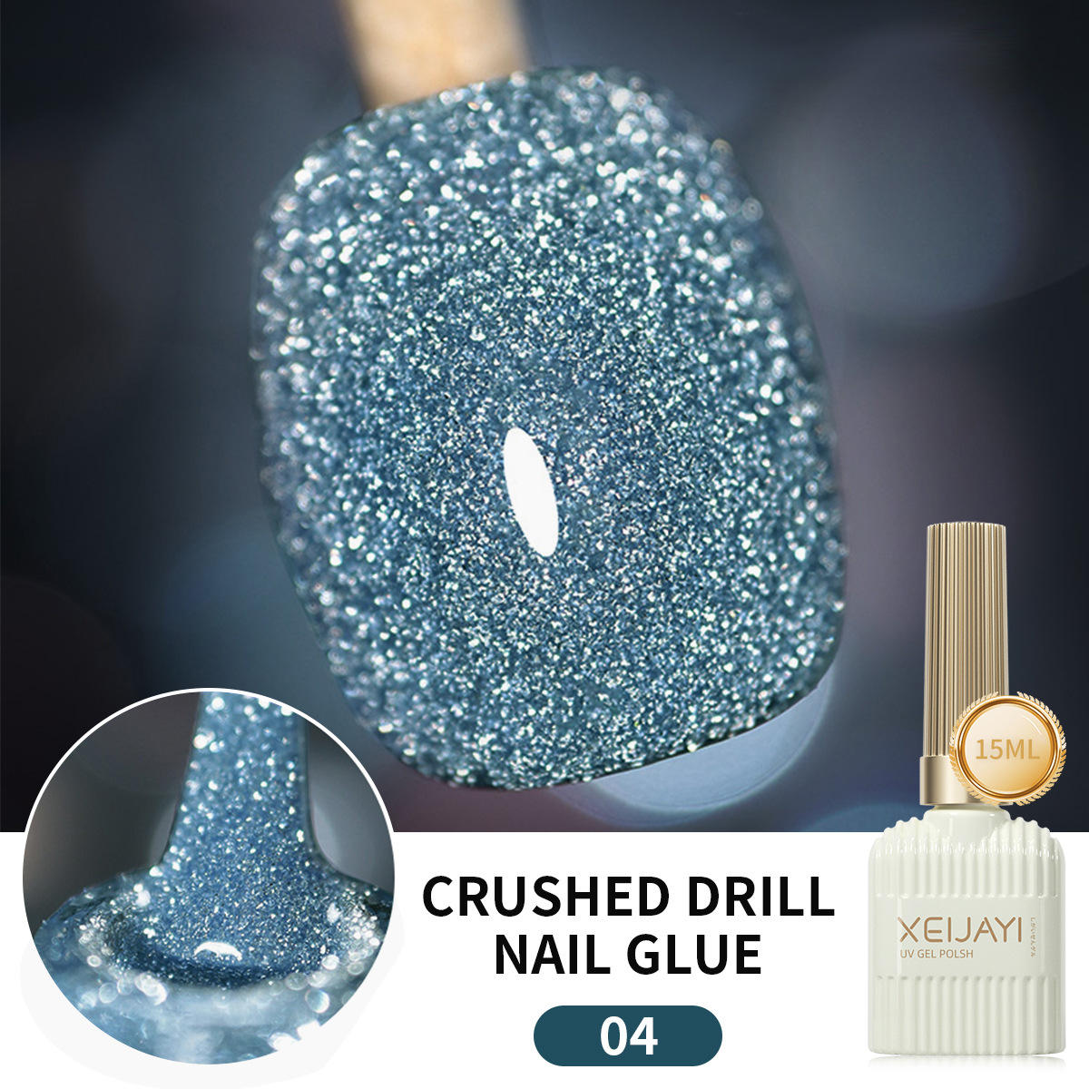 Colle diamant concassé disco réfléchissante pour bouteille de lait 04