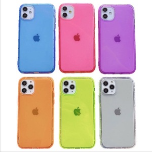 For iphone 15 <strong>Plus</strong> Pro Max 1.5mm Neon Color Clear Transparent TPU Back Cover Phone Case <strong>Shell</strong> 13 Pro Max Pouch