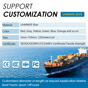 Cường Độ Cao 5Mm 6Mm 8Mm 10Mm 12Mm 14Mm 16Mm 12 Sợi <span class=keywords><strong>Uhmwpe</strong></span> (Hmpe) Sợi Dây Thừng Cho Du Thuyền Thuyền Đánh Cá Biển Tời Dòng - Product Image 2