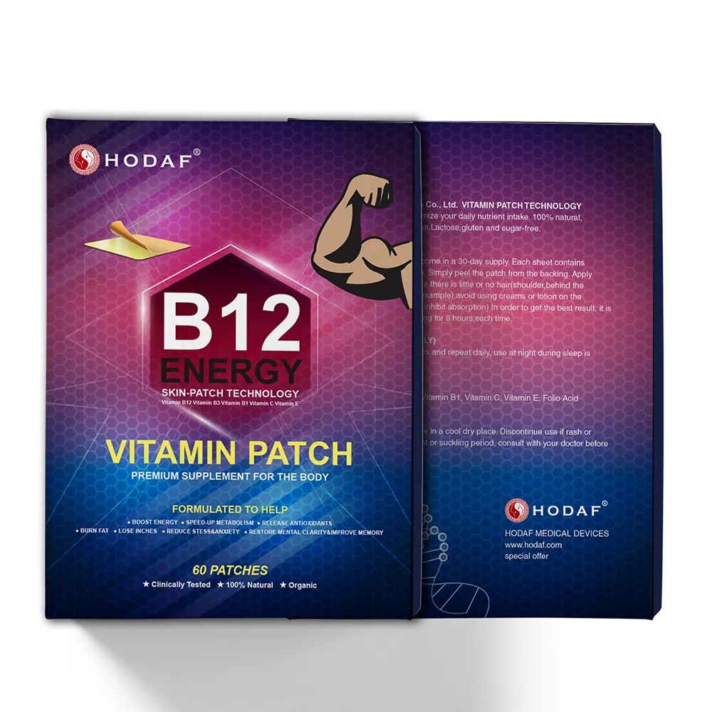 Venda quente vitamina Patches vitamina B 12 energia Patch para a energia bêbada refrescar