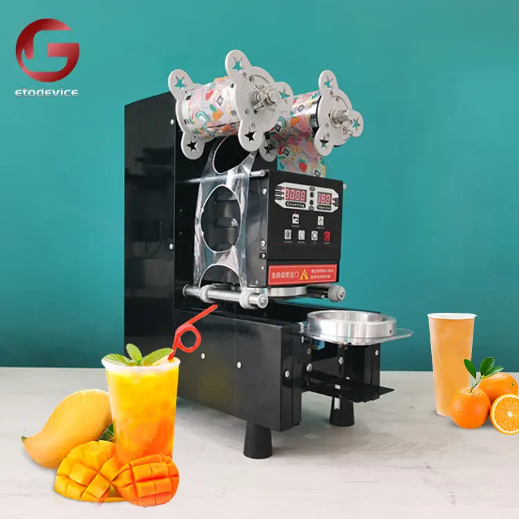 Auto Plastic Cup Sluitmachine Hoge Kwaliteit Full Auto Type Cups Sluitmachine En Tafel Top Bubble Thee Plastic Cup sealer