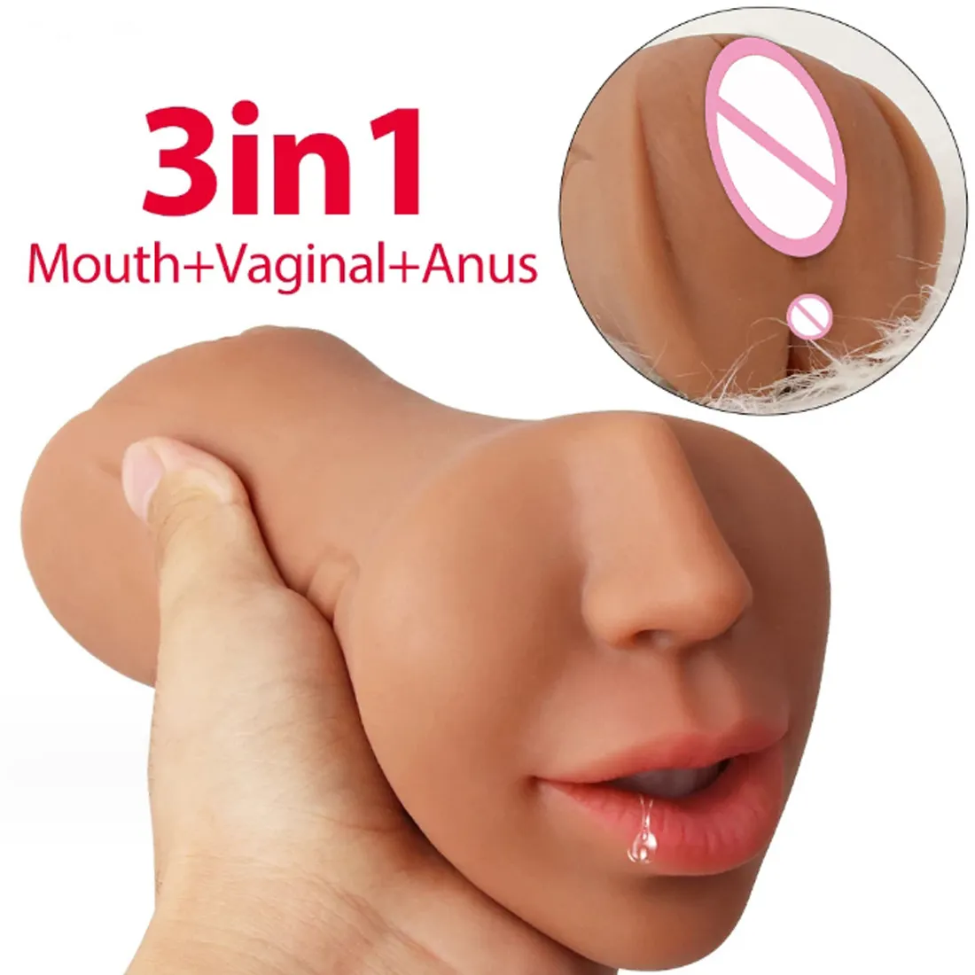 Vendita calda 3 In 1 maschio masturbatore tasca figa bocca giocattolo del sesso anale per gli uomini adulti artificiale 3D Realistic Sex Shop 18 +