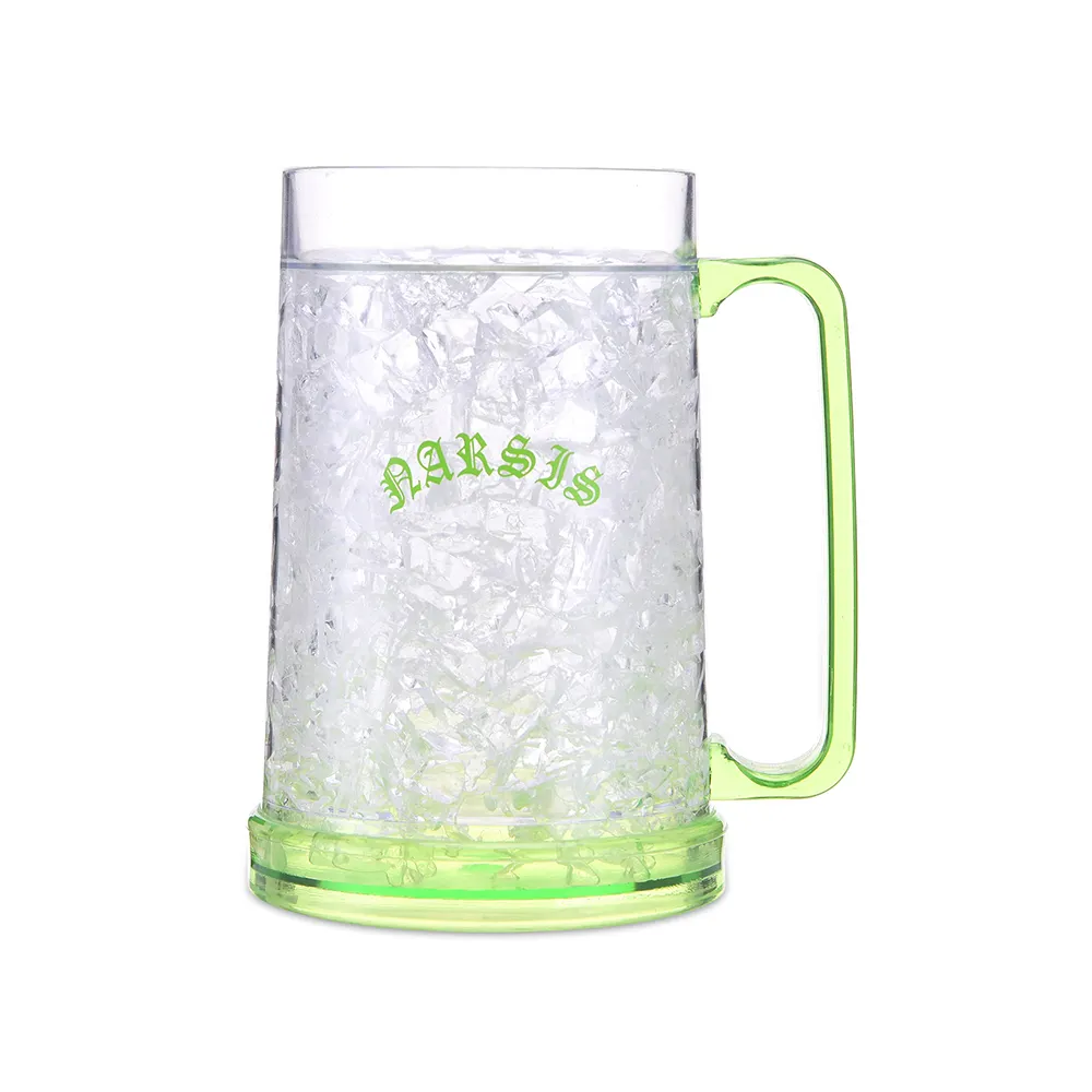 Caneca de cerveja ecológica com design especial, caneca de plástico gelado congelado e resistente ao gelo, com alça