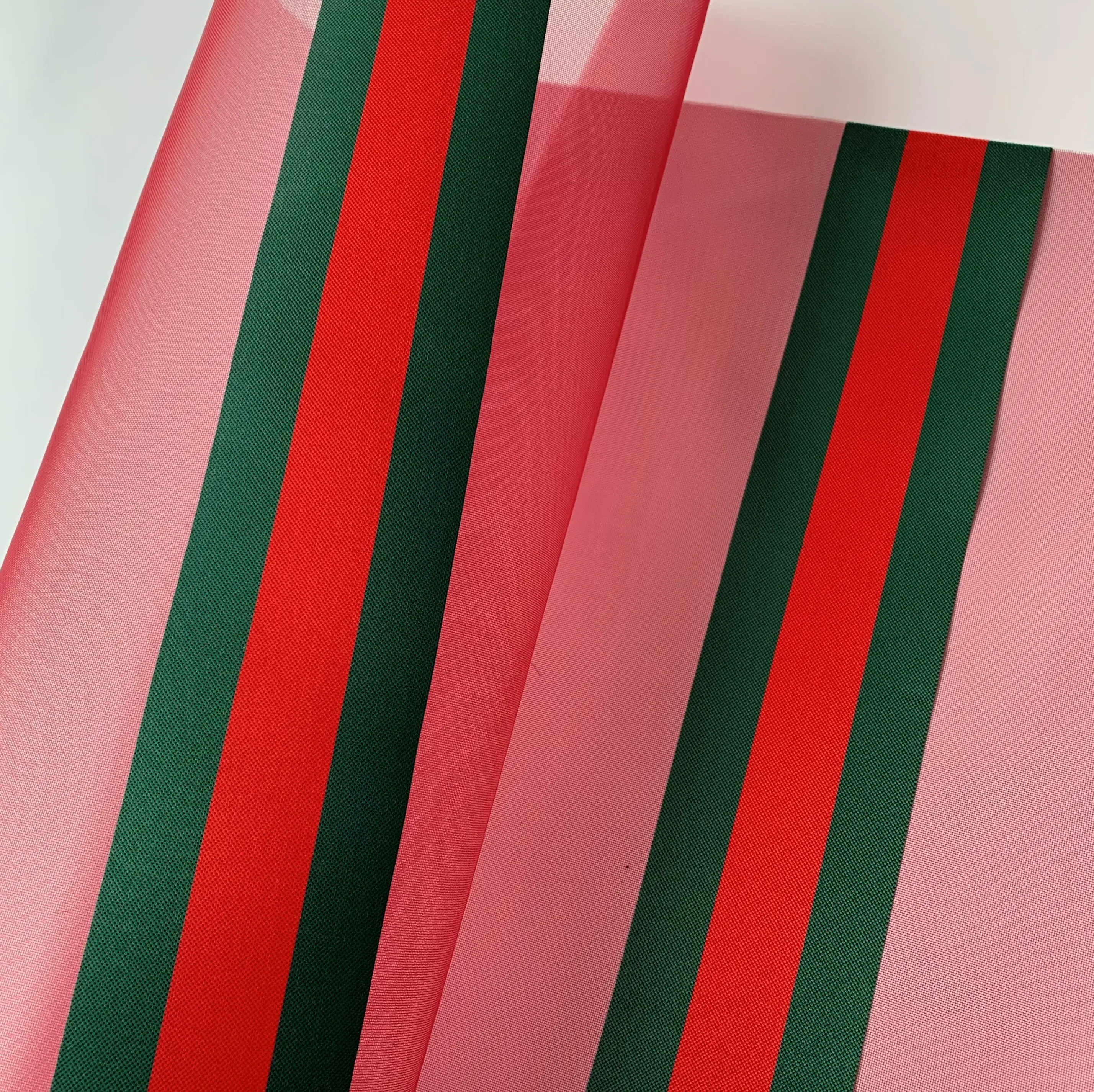 High Quality Green Red Striped Polyester Woven Mesh for Bags Shoes Clothing