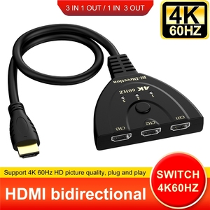 BiDirection Switch 3X1 Or <strong>2</strong>.0 <strong>Splitter</strong> 1X3 3 Ports Bi-direction Switcher Selector With HDCP Passthrough