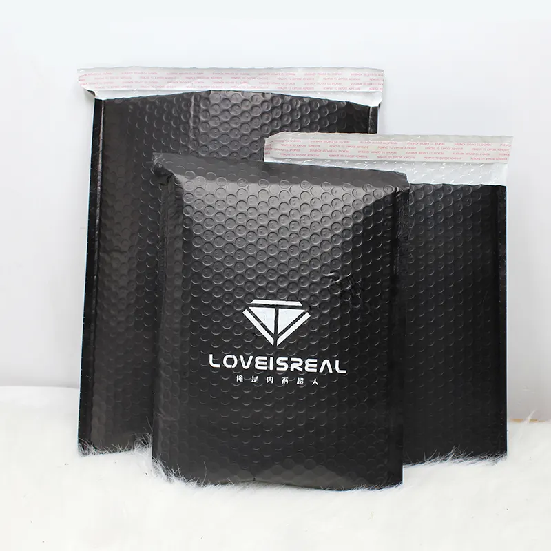 Groothandel Custom Gewatteerde Envelop Custom Gedrukt Matte Black Bubble Mailers Met Logo Verzending Tassen Voor Kleding