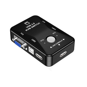 <strong>KVM</strong> <strong>Switch</strong> Box Monitor Control Two PC's 2 Port VGA USB Keyboard Printer Mouse