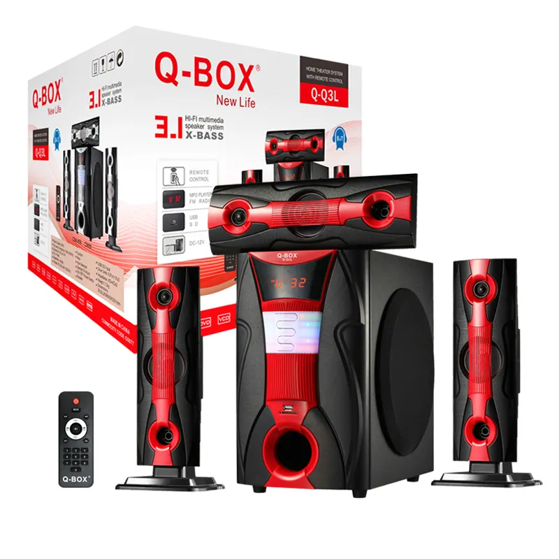 Q-BOX-altavoz Multimedia para cine en casa, caja de sonido con Radio FM, 3,1 canales, USB, SD, a006, novedad de Q-Q3L
