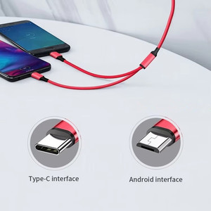 Custom Tew in <strong>One</strong> Nylon Usb Cable 2-in-1 Charging Data Cable Phone Type C Android 2 in 1 Usb Cable <strong>Charger</strong> - Product Image 4