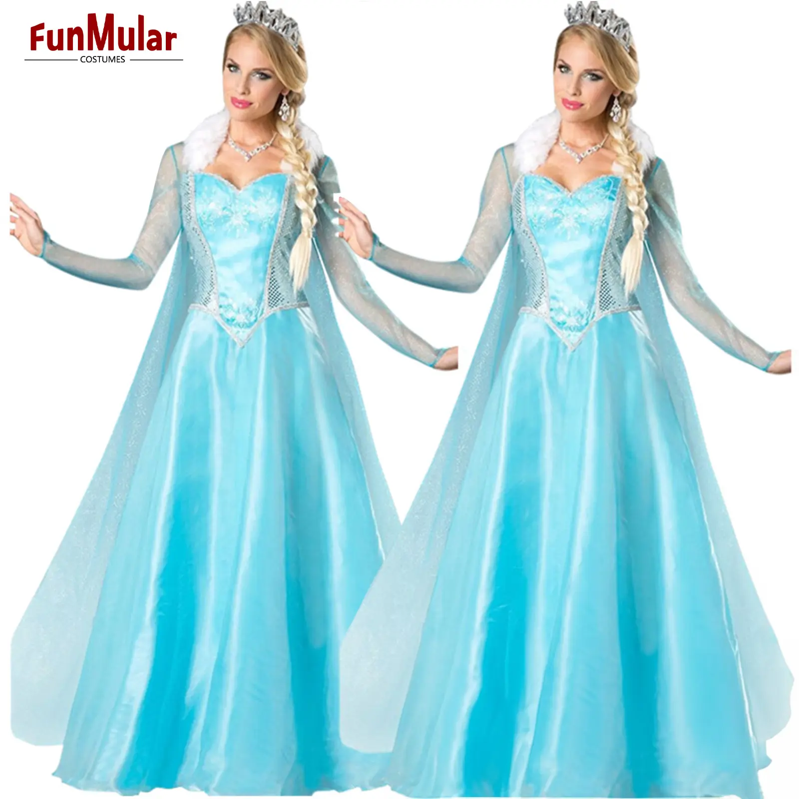 Funmular vestido de princesa para mujer Elsa Anna disfraz Halloween Cosplay Halloween Navidad