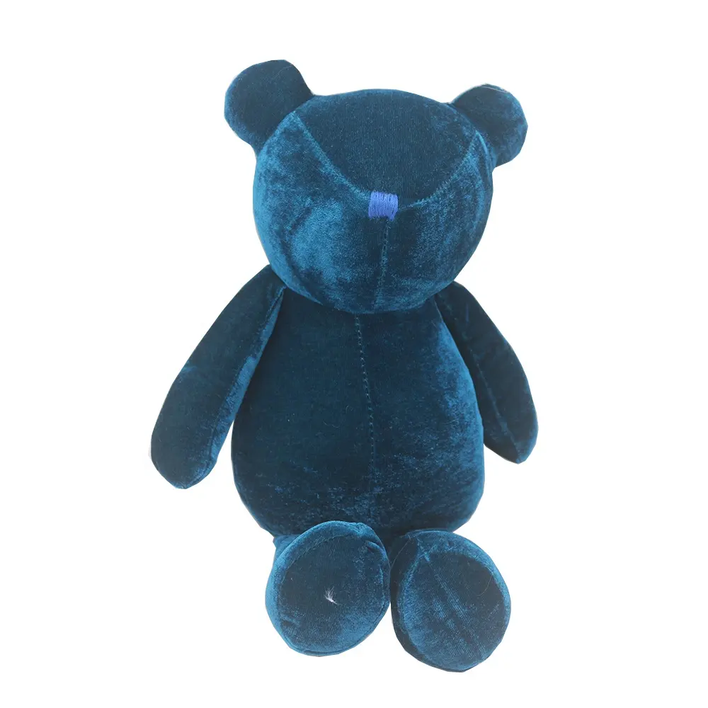 Novo urso de pelúcia para bebê, edredon de bebê, urso sem olhos, pelúcia escura, azul escuro, brinquedo, fábrica, atacado