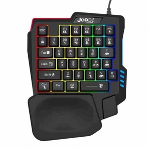 Ergonómico 35 teclas RGB USB Reposamuñecas de una sola mano Teclado retroiluminado luminoso para juegos y controlador de mouse para PC/computadora