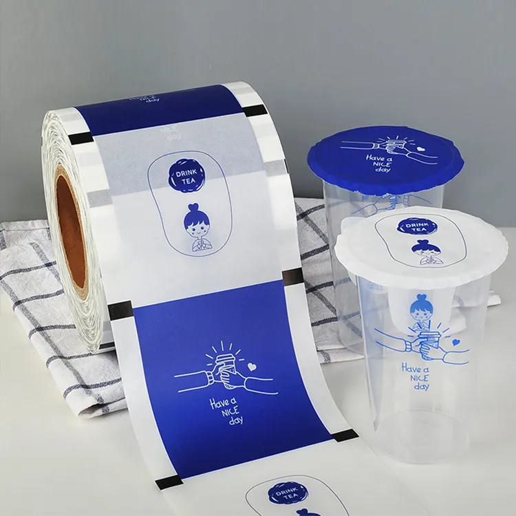 Горячая распродажа, печать логотипа на заказ, водостойкая пузырчатая пленка Для Запечатывания бумажных стаканчиков