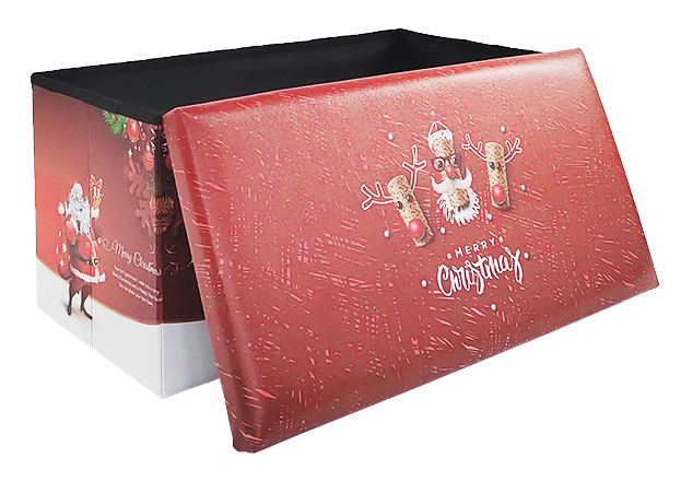 2022 New Christmas design foldable ottoman bench and collapsible foot stool leather pouffe high quality fashion
