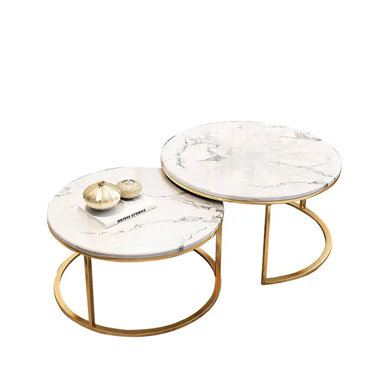 Mesa de café moderna de mármore, vidro nórdico de luxo