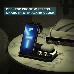Multifunzione 4 in 1 caricatore Wireless con sveglia per Iphone 14 15 Watch Airpods - Product Image 6