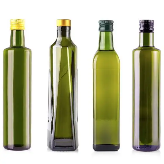 Per uso alimentare 250ml 500ml 750ml 1000ml quadrato verde scuro bottiglia di vetro di Marasca bottiglia di olio d'oliva con tappo