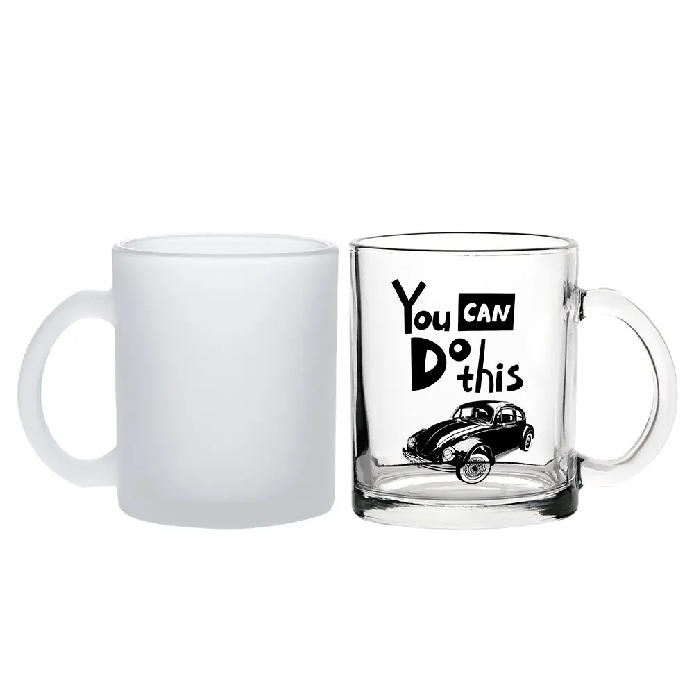 Großhandel 11oz Glas Tasse Sublimation matti ertes Bier trinken Kaffee transparente leere Gläser Tassen mit Griff