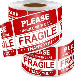 Fragile Stickers Roll Packing Labels Handle With Care This Side <strong>up</strong> Strong <strong>Adhesive</strong> for Box Shipping and Moving - Product Image 1