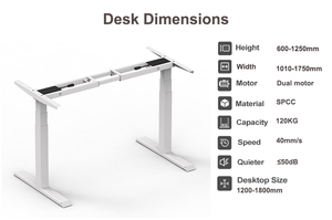 <strong>Factory</strong> <strong>Direct</strong> <strong>Ergonomic</strong> Sit-Down and Stand-Up Desk 2 Legs Portable Electric Lifting Height Adjustable Working Standing Desk - Product Image 2