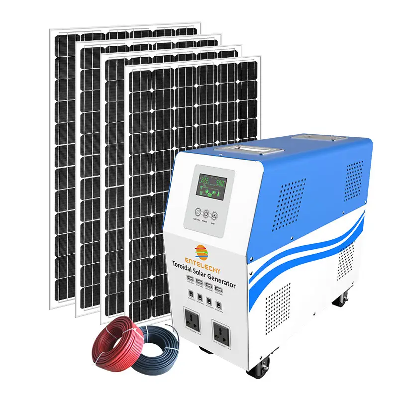 Entelechy 3000w solar power system all in one kit solar 3kw solar energy system dc/ac generator electric solar generator