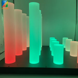 Ws2811 dmx512 <span class=keywords><strong>LED</strong></span> RGB pixel cilíndrico luz guia coluna <span class=keywords><strong>LED</strong></span> ponto luz fonte configuração Acrílico é usado principalmente para KTV