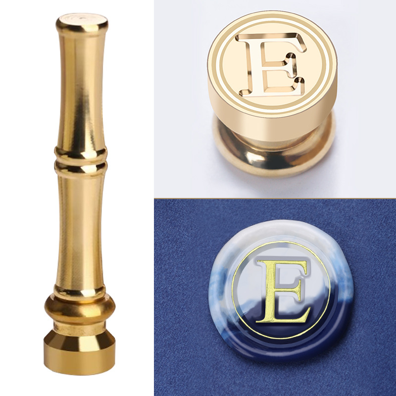 Single stamp with the letter E (mini copper head bamboo joint handle)