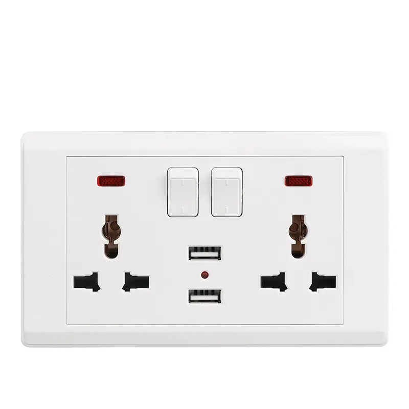 Double plaque électrique 13A, prise universelle avec 2 ports USB/accessoires électriques/interrupteur mural, VGT, Standard chinois BS