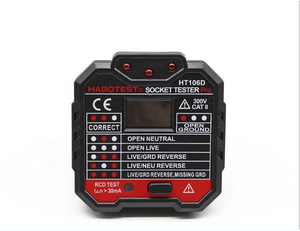 เครื่องทดสอบซ็อกเก็ตหน้าจอดิจิตอล HT106B HT106D,เครื่องตรวจจับการตรวจสอบเฟสขั้วปลั๊กทดสอบแรงดันไฟฟ้ามัลติฟังก์ชัน HT106E - Product Image 3