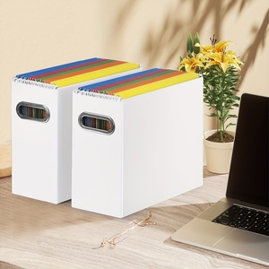 Caja de almacenamiento de carpetas de archivos plegable reciclada, caja de archivo de cartón de papel con asa para el hogar, la escuela y la Oficina - Product Image 3