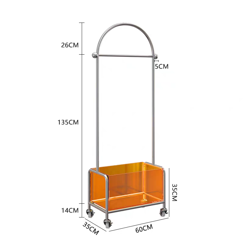 Un acrylique orange 60*35*175CM (avec roues numéro de couleur 202)