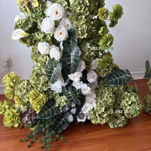 Màu trắng và màu xanh lá cây Boho đám cưới Backdrop với vòm trụ cột Arbour hoa làm bằng hoa hồng và tú cầu cho tổ chức sự kiện trang trí - Product Image 4