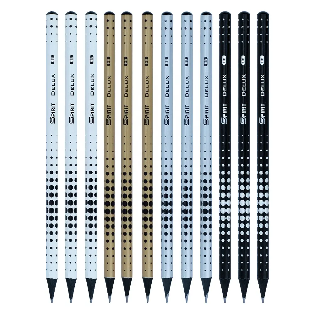 2022 الصين مصنع مخصص شعار خشب أسود خشبية قلم رصاص قلم رصاص HB دون ممحاة الحرارة نقل الطباعة قلم رصاص