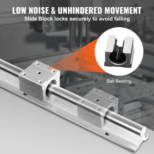 Juego de rieles de guía lineal DB VEVOR 1800mm SBR20 70.9in 4 Uds SBR20UU bloques deslizantes 2 Uds 70.9in/1800mm rieles de guía con componentes centrales - Product Image 4