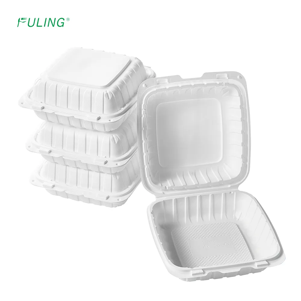 Fuling 8x8 9x9 mfpp bản lề container vỏ sò đưa ra thực phẩm container để đi hộp nhà hàng