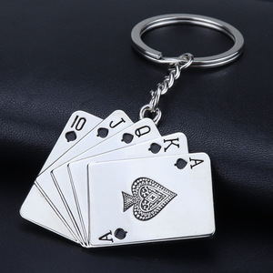Stainless Steel Jewelry Flush Texas Poker Playing Card Keychain Amulet Car Bag Lucky Charm Metal Crafts Good Lucky <strong>Key</strong> Chain - Product Image 2