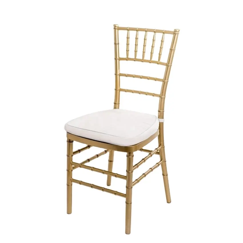 Ex Factory Gold Plastic Monobloc Resin Stackable Wedding Banquet Tiffany Chiavari Chairs