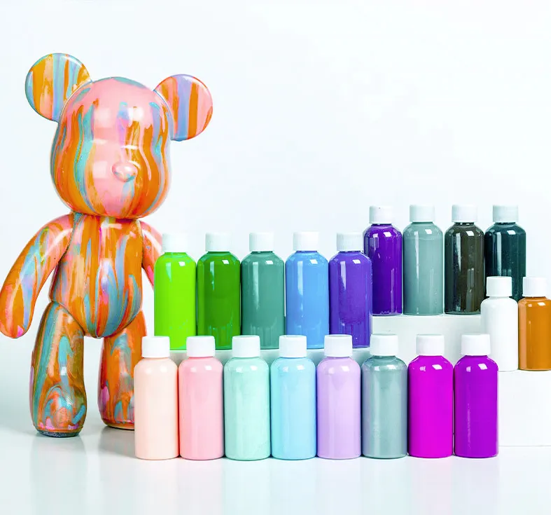 Benutzer definierte Gießen Acrylfarbe Fluid Art 60ml Flaschen malerei Student Kinder DIY handgemalte kreative flüssige Bären farben