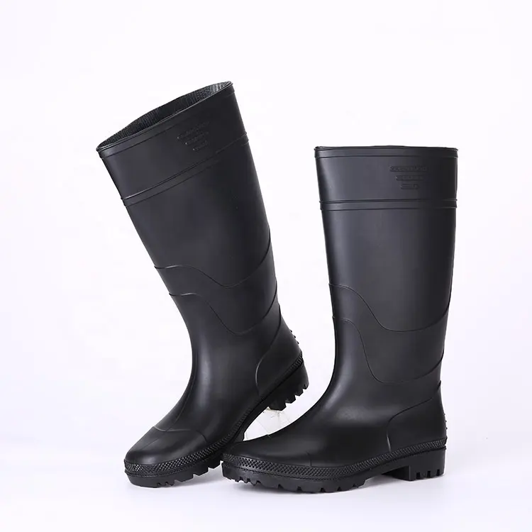 En gros noir bon marché de pvc de sécurité travail bottes de pluie pour hommes